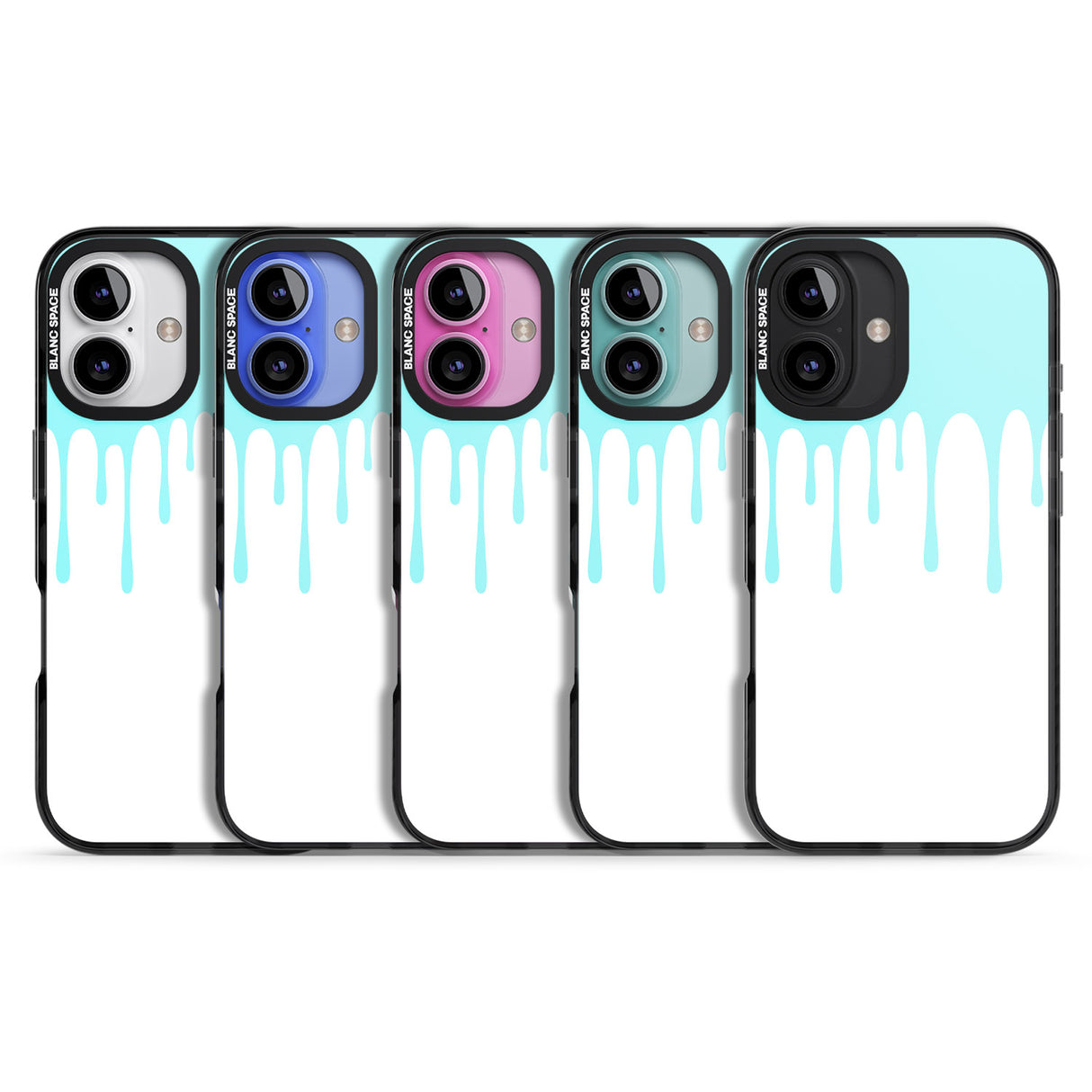 iPhone 16 Pro Max Melted Effect: Teal & White Black Impact Phone Case