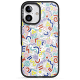 iPhone 16 Pro Max Colourful Mixed Shapes Retro Pattern Design Black Impact Phone Case