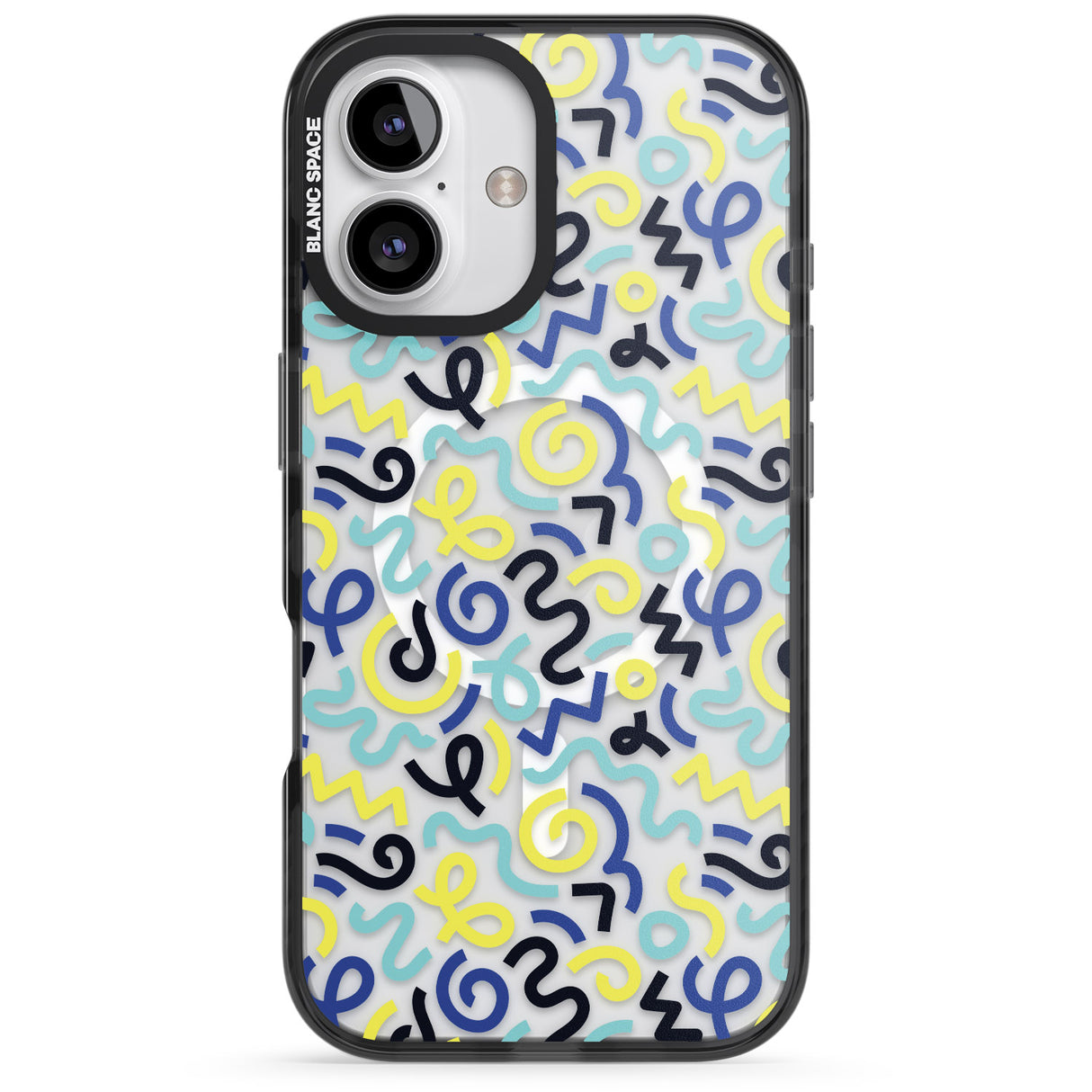 Blue & Yellow Shapes Memphis Retro Pattern Design