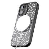 iPhone 16 Pro Max White Wavy Squiggles Memphis Retro Pattern Design Black Impact Phone Case