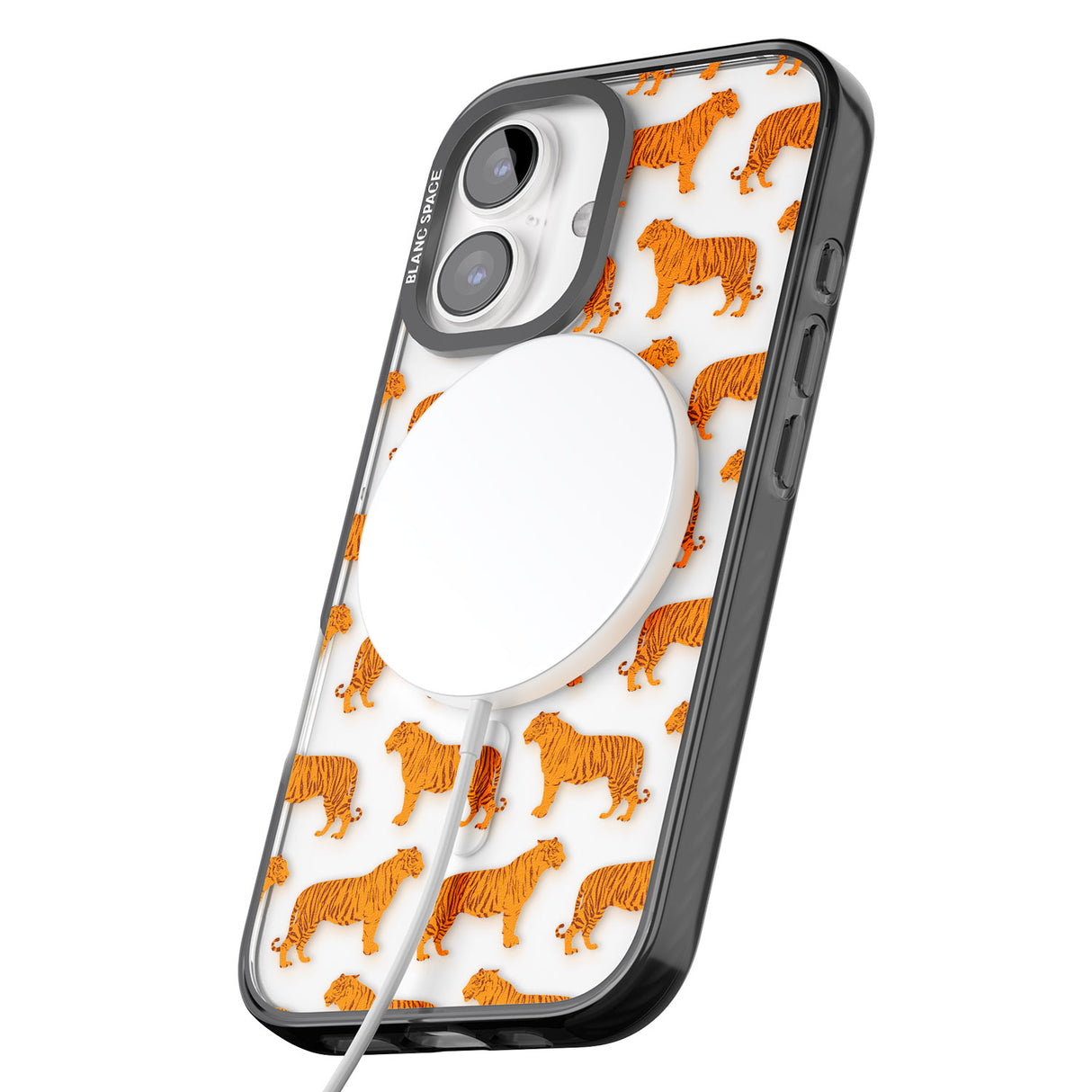 iPhone 16 Pro Max Tigers on Clear Pattern Black Impact Phone Case