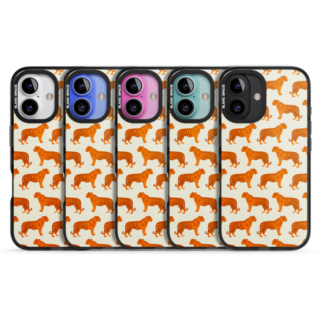 iPhone 16 Pro Max Trendy Tiger Patterns Tigers On Khaki Black Impact Phone Case