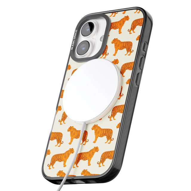 iPhone 16 Pro Max Trendy Tiger Patterns Tigers On Khaki Black Impact Phone Case