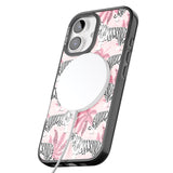 iPhone 16 Pro Max White Tigers on Pink Pattern Black Impact Phone Case