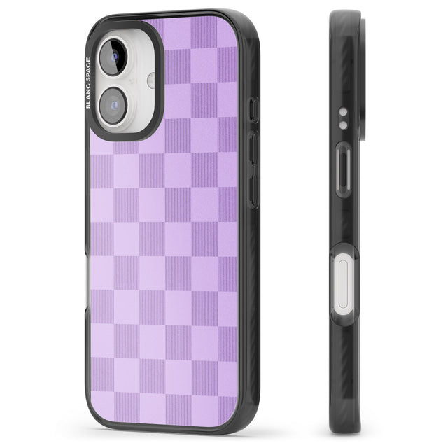 iPhone 16 Pro Max LILAC CHECKERED Black Impact Phone Case + Magsafe