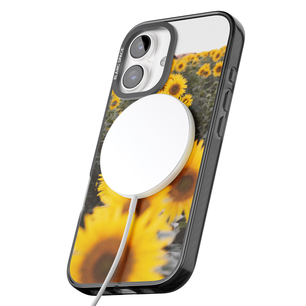 iPhone 16 Pro Max Sunflower Field Photograph Black Impact Phone Case