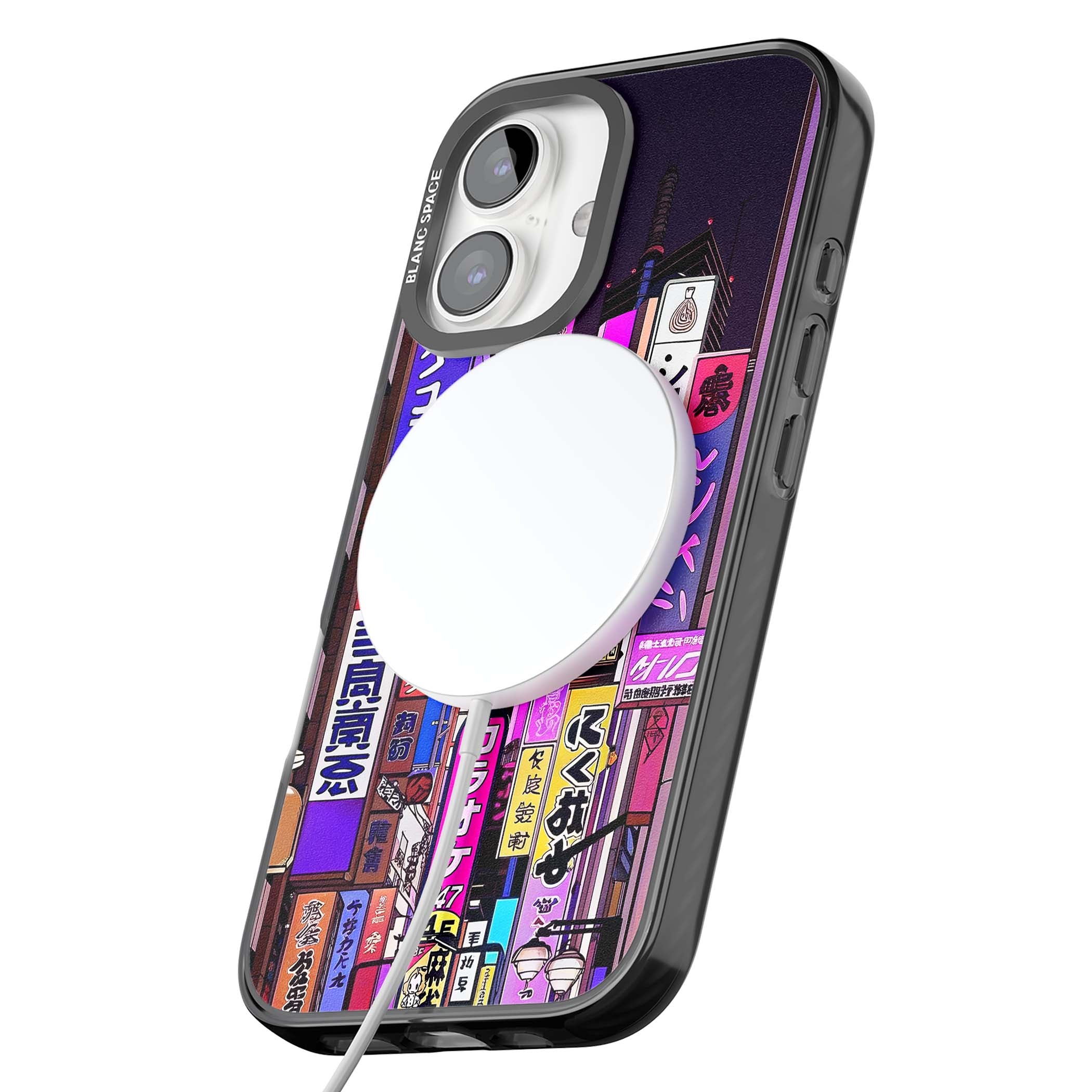NEON NIGHT anime iPhone case | Black Impact Magsafe case for iPhone 16, iPhone 16 Plus