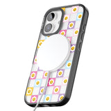 iPhone 16 Pro Max Daisy Squares Pattern Black Impact Phone Case