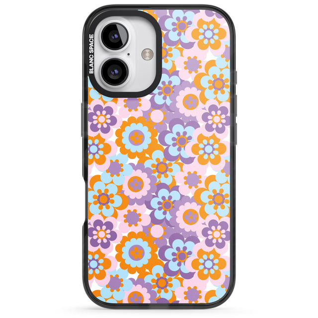 iPhone 16 Pro Max Flower Power Pattern Black Impact Phone Case