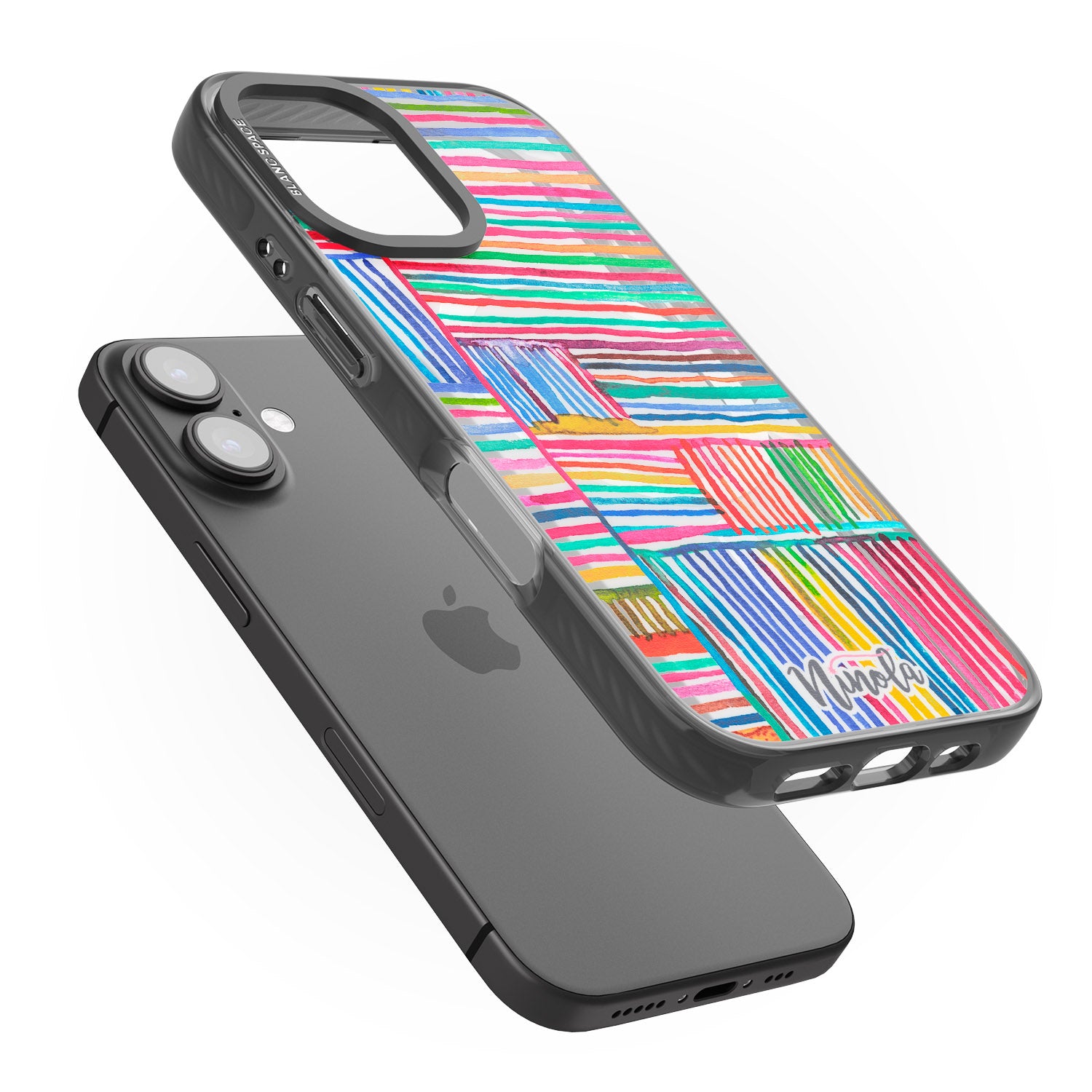 iPhone 16 Pro Max Watercolor Relaxing Lines Black Impact Phone Case