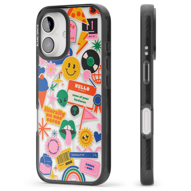 iPhone 16 Pro Max Nostalgic Stickers #1 Black Impact Phone Case