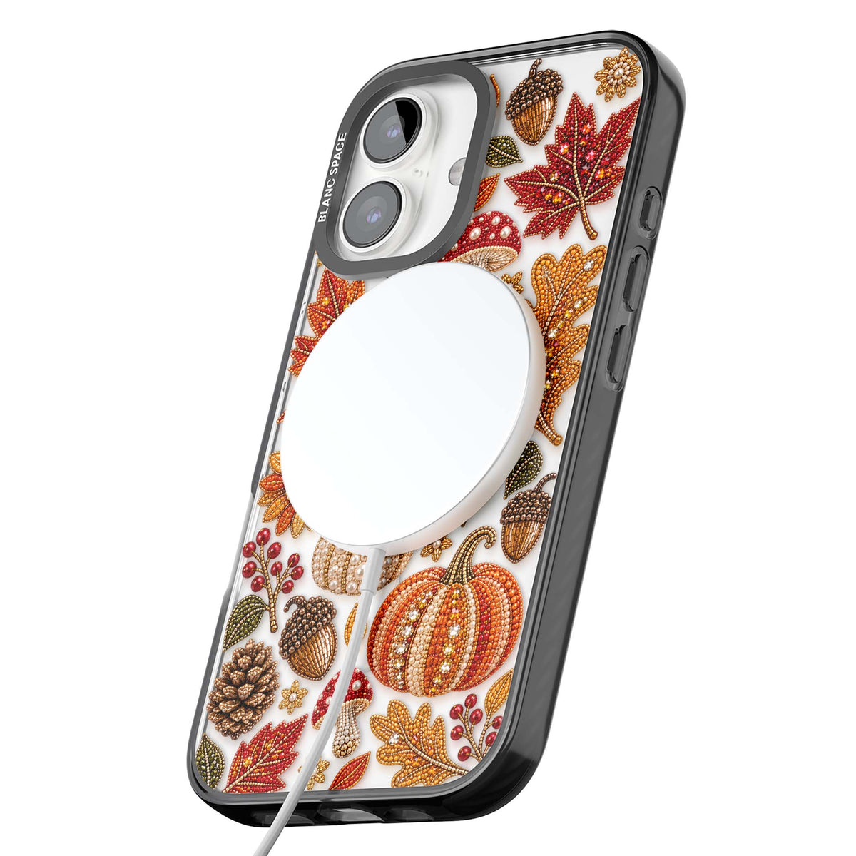 Beaded Autumn iPhone case | Black Impact Magsafe case for iPhone 16, iPhone 16 Plus