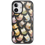 iPhone 16 Pro Max Cute Owl Pattern Black Impact Phone Case