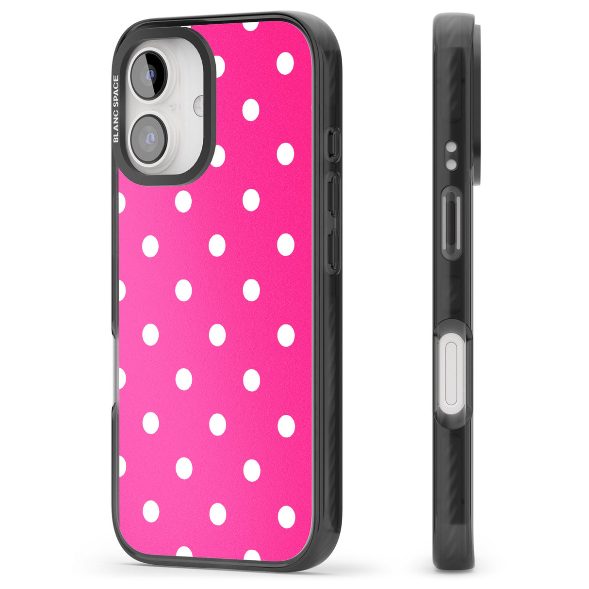 iPhone 16 Pro Max Pink Polka Dot Black Impact Phone Case