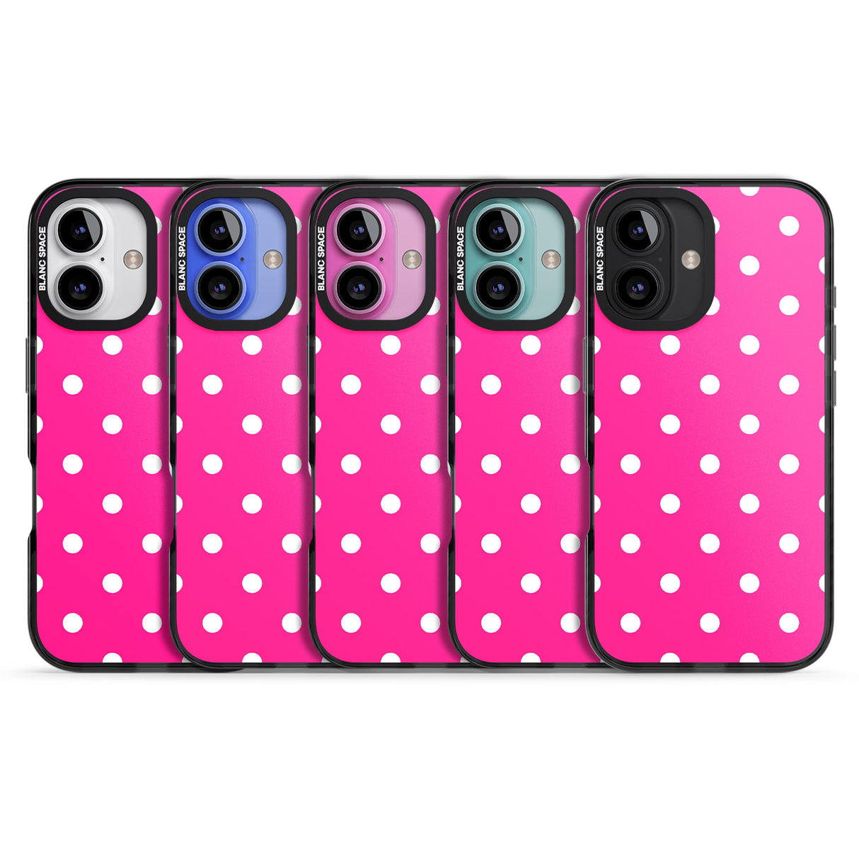 iPhone 16 Pro Max Pink Polka Dot Black Impact Phone Case