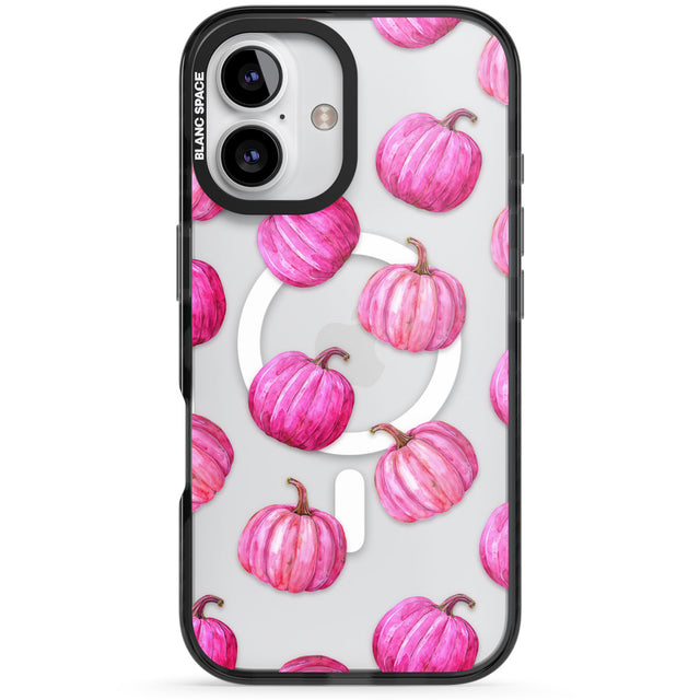 Pink Pumpkins Black Impact Magsafe Phone Case for iPhone 16, iPhone 16 Plus