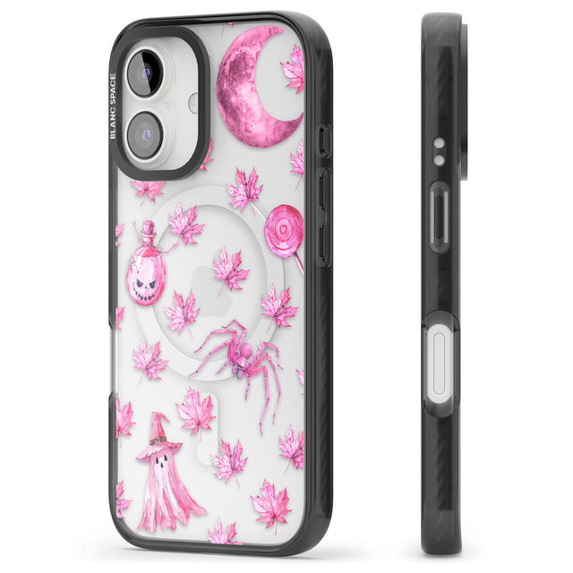 Pink Moon & Maple Black Impact Magsafe Phone Case for iPhone 16, iPhone 16 Plus