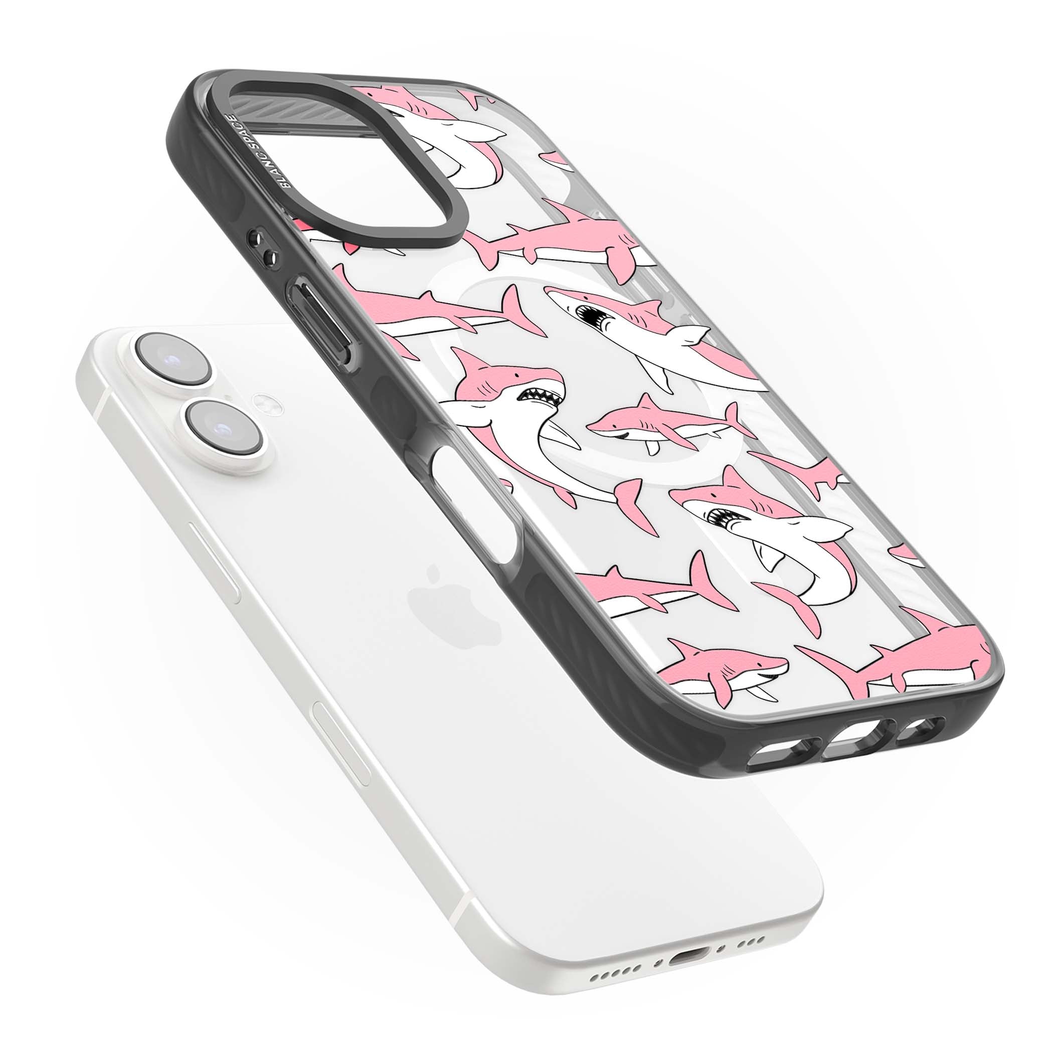 Bubblegum Sharks for her iPhone case | Black Impact Magsafe case for iPhone 16, iPhone 16 Plus