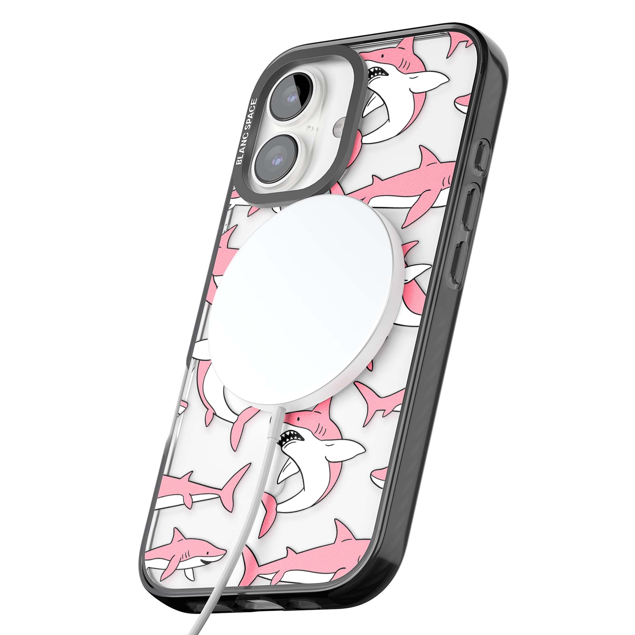 Bubblegum Sharks for her iPhone case | Black Impact Magsafe case for iPhone 16, iPhone 16 Plus