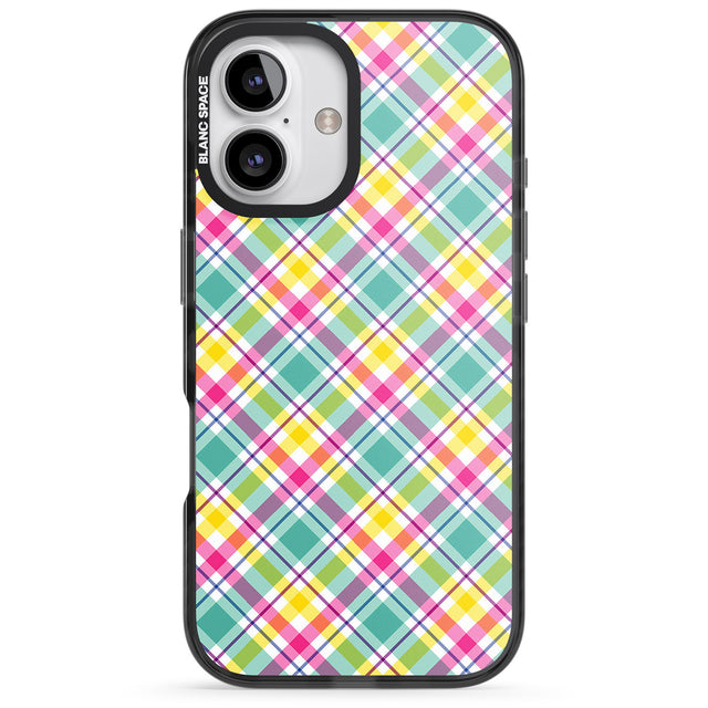 iPhone 16 Pro Max Crosshatch Plaid Black Impact Phone Case