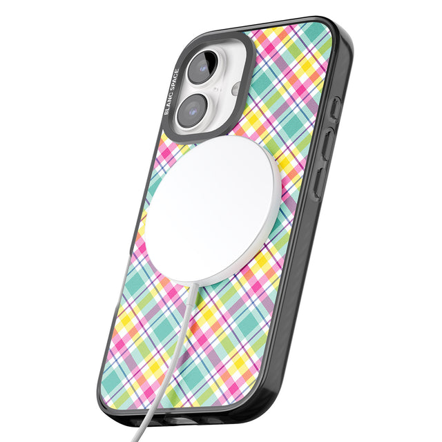 iPhone 16 Pro Max Crosshatch Plaid Black Impact Phone Case