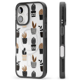 iPhone 16 Pro Max Large Mixed Plants Pattern - Clear Black Impact Phone Case