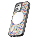 iPhone 16 Pro Max Floral Rabbit Pattern in Rainbow Black Impact Phone Case