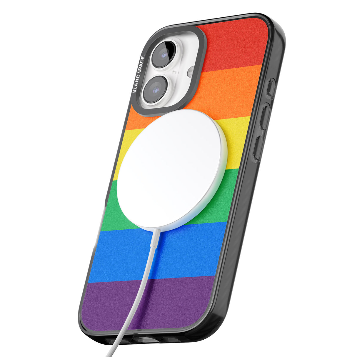 iPhone 16 Pro Max Rainbow Stripes Black Impact Phone Case