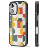 iPhone 16 Pro Max Abstract Retro Shapes: Muted Colour Mix Black Impact Phone Case