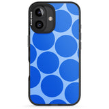 iPhone 16 Pro Max Abstract Retro Shapes: Blue Dots Black Impact Phone Case