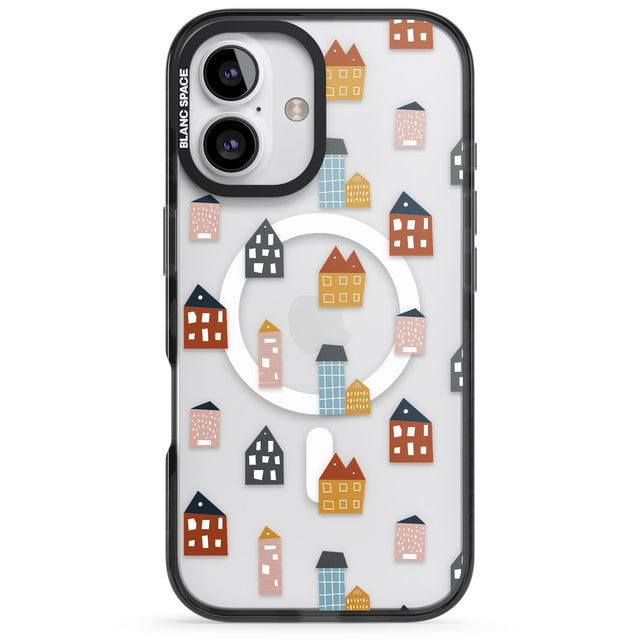 iPhone 16 Pro Max Cute Scandinavian Buildings Black Impact Phone Case