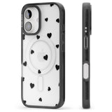 iPhone 16 Pro Max Black Hearts Pattern Black Impact Phone Case