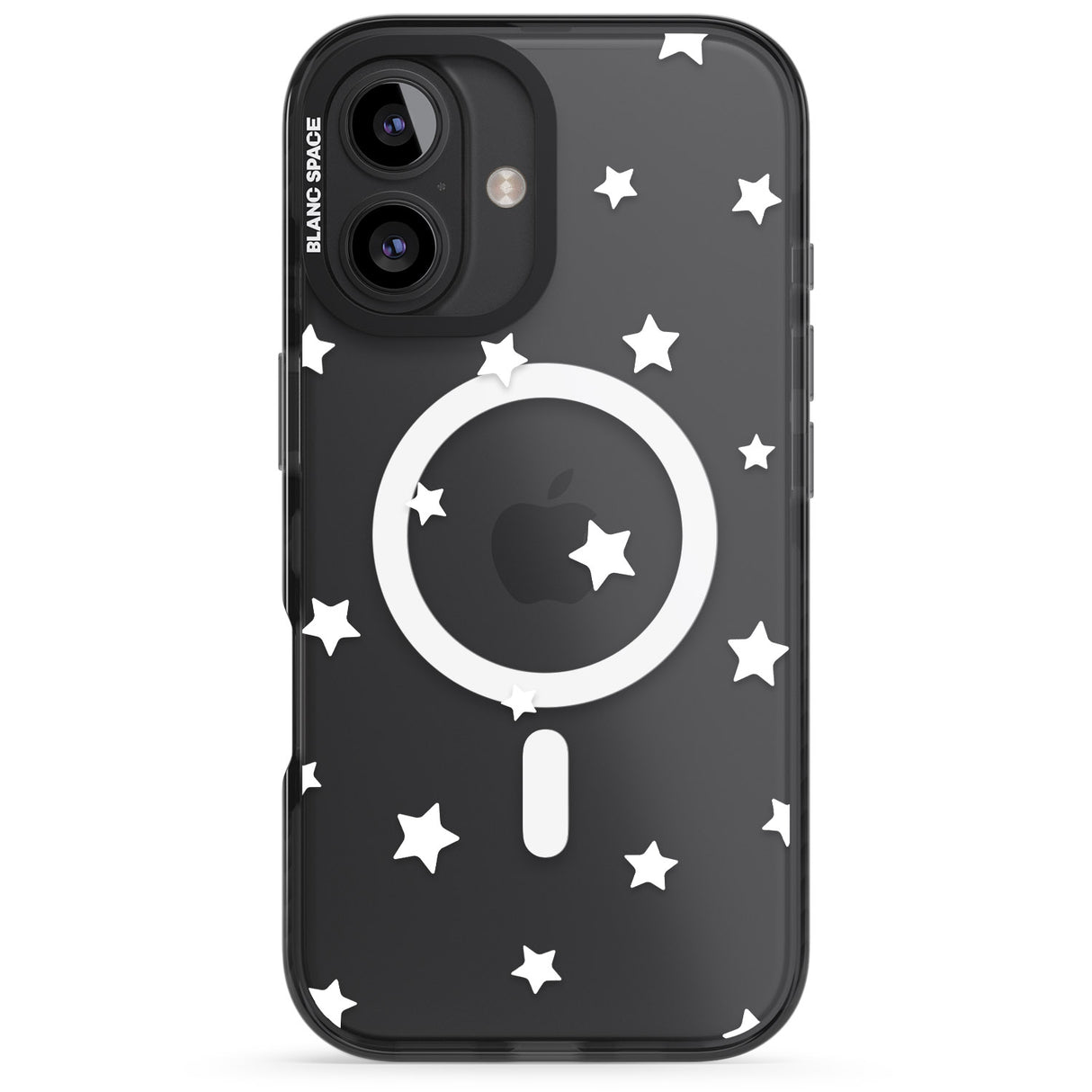 iPhone 16 Pro Max White Stars Pattern Black Impact Phone Case