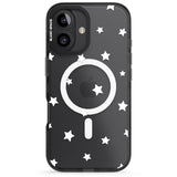 iPhone 16 Pro Max White Stars Pattern Black Impact Phone Case