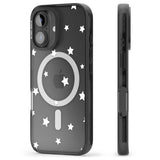 iPhone 16 Pro Max White Stars Pattern Black Impact Phone Case