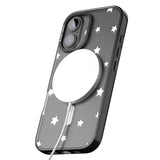 iPhone 16 Pro Max White Stars Pattern Black Impact Phone Case