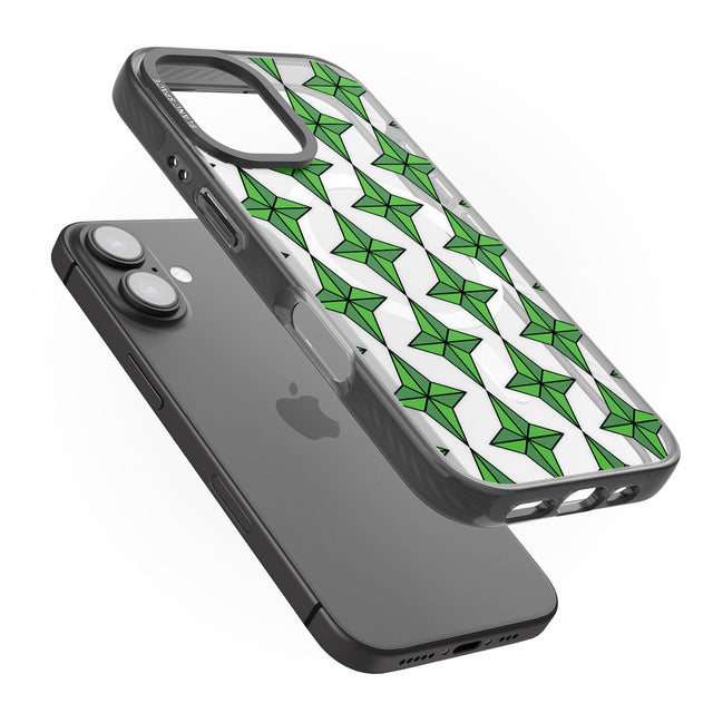 iPhone 16 Pro Max Emerald Stars Pattern (Clear) Black Impact Phone Case