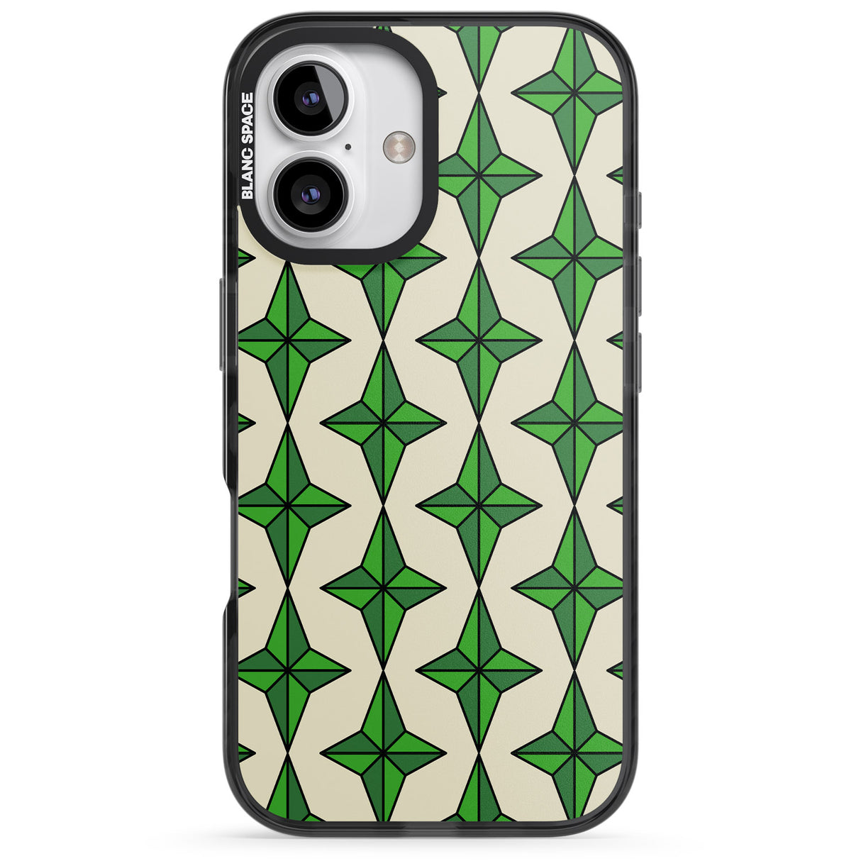 iPhone 16 Pro Max Emerald Stars Pattern Black Impact Phone Case