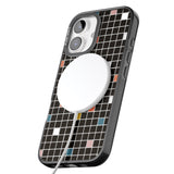 iPhone 16 Pro Max Earthtone Black Geometric Grid Black Impact Phone Case