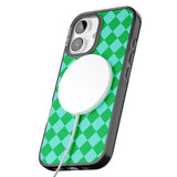 iPhone 16 Pro Max Retro Green Diamond Plaid Black Impact Phone Case