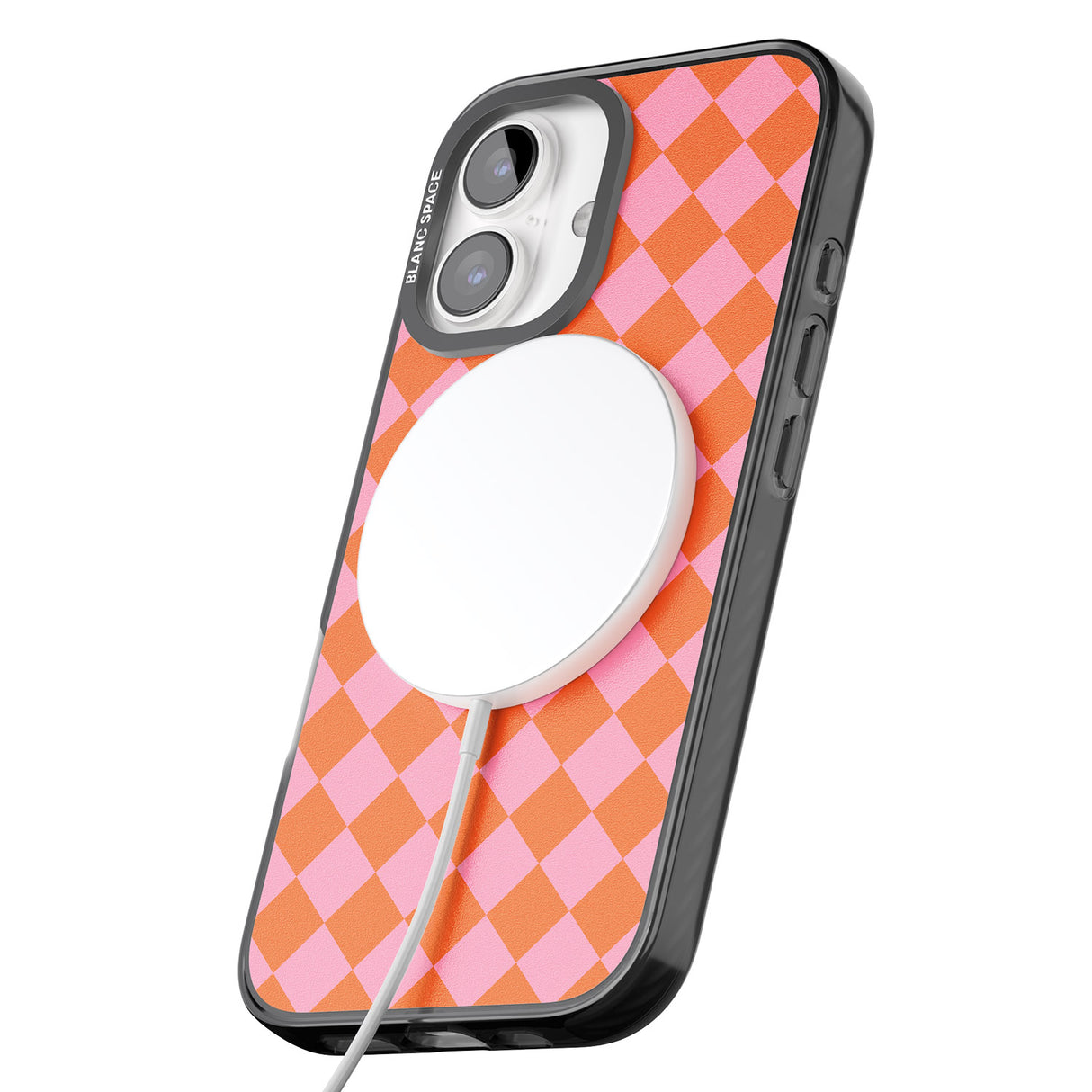 iPhone 16 Pro Max Retro Sunset Diamond Plaid Black Impact Phone Case