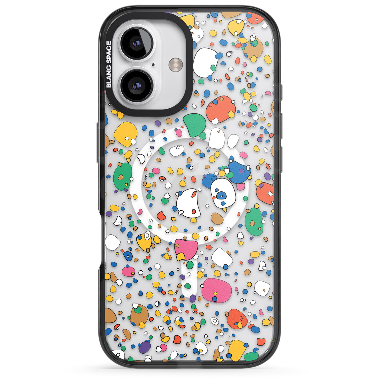 iPhone 16 Pro Max Colourful Confetti Pebbles Black Impact Phone Case