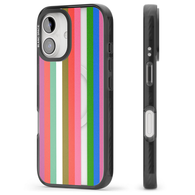 iPhone 16 Pro Max Vibrant Stripes Black Impact Phone Case