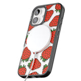 iPhone 16 Pro Max Strawberry Pattern Black Impact Phone Case