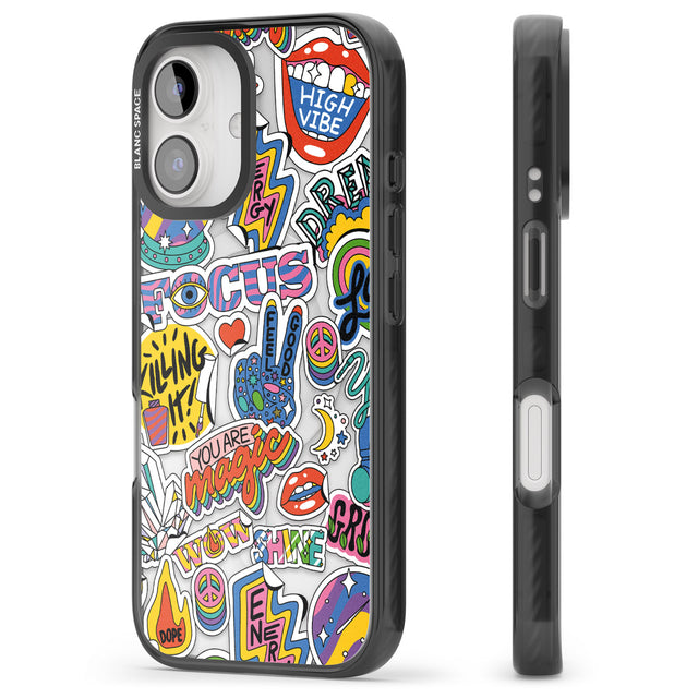 iPhone 16 Pro Max Magic Sticker Collage Black Impact Phone Case