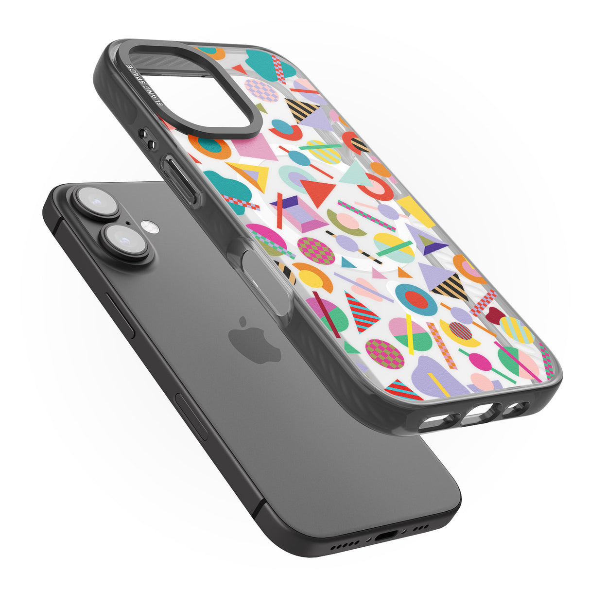 iPhone 16 Pro Max Retro Carnival Shapes Black Impact Phone Case