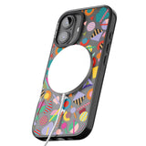 iPhone 16 Pro Max Retro Carnival Shapes Black Impact Phone Case