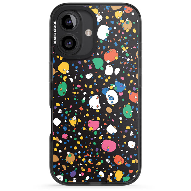 iPhone 16 Pro Max Colourful Confetti Pebbles (Black) Black Impact Phone Case