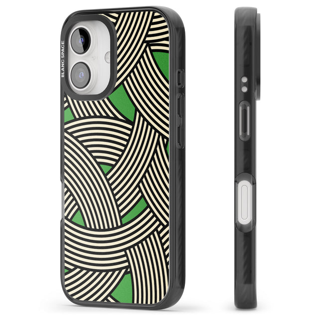 iPhone 16 Pro Max Green Optic Waves Black Impact Phone Case