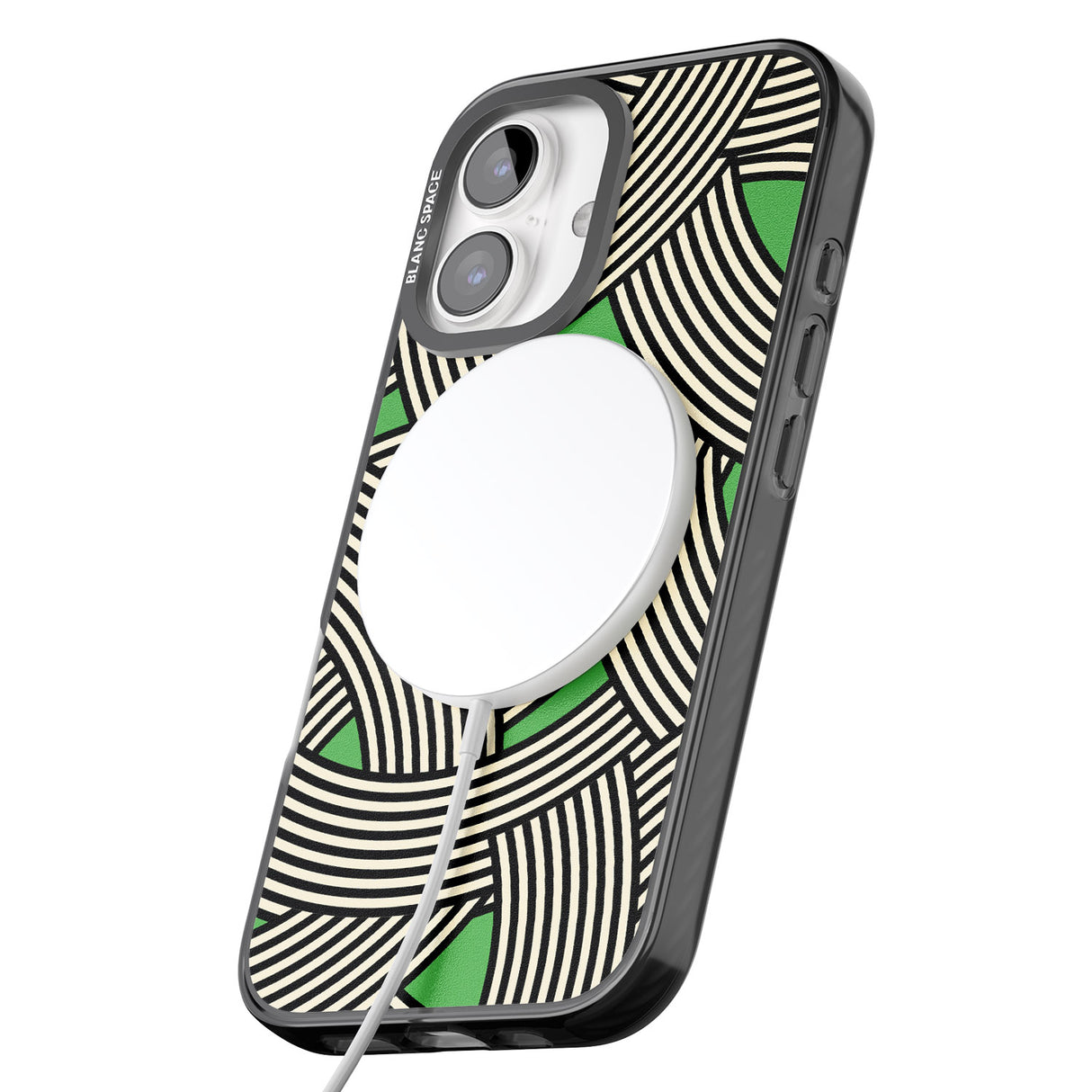 iPhone 16 Pro Max Green Optic Waves Black Impact Phone Case